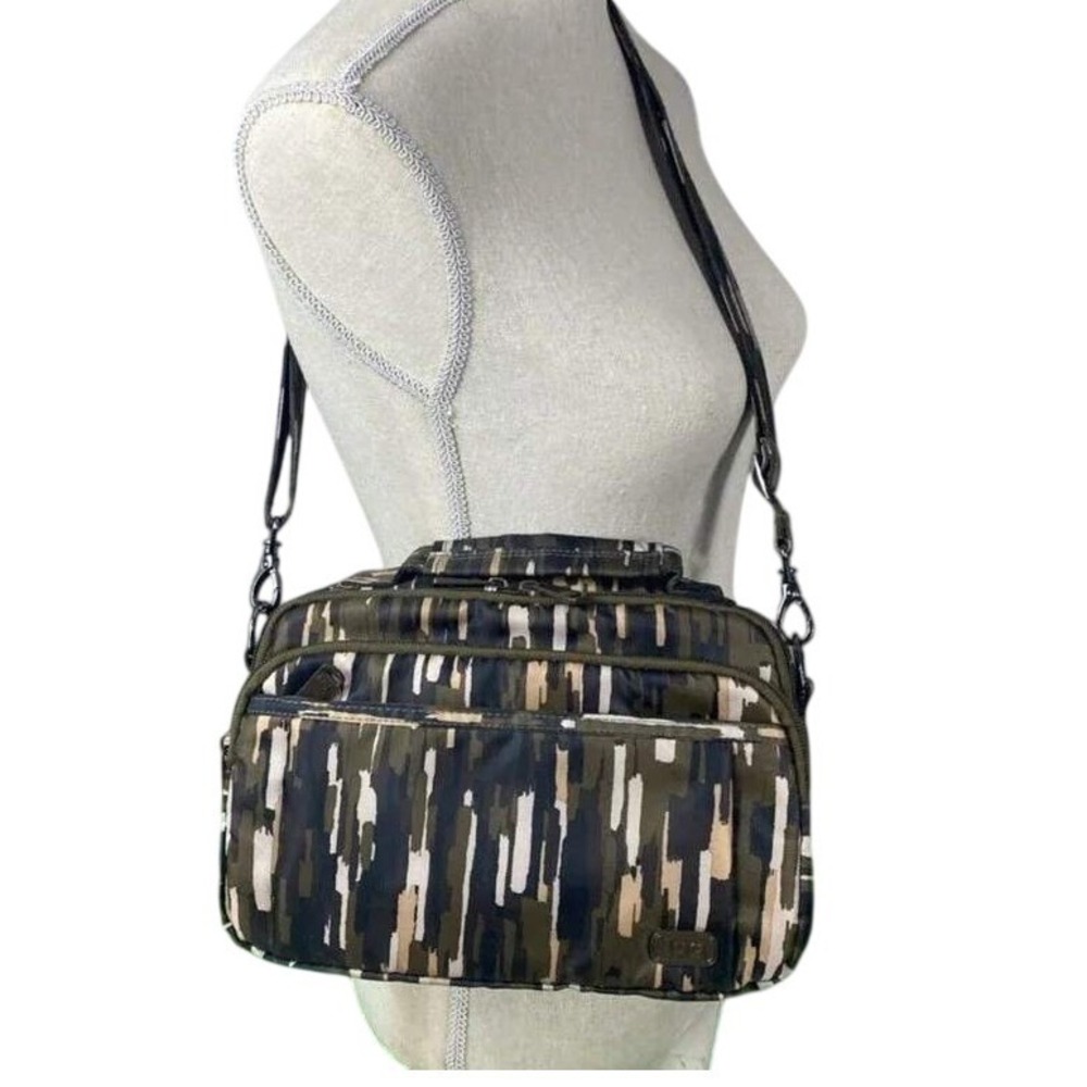 Lug Scoop Crossbody Bag Womens Small Black Camo Excellent Brushstroke Travel